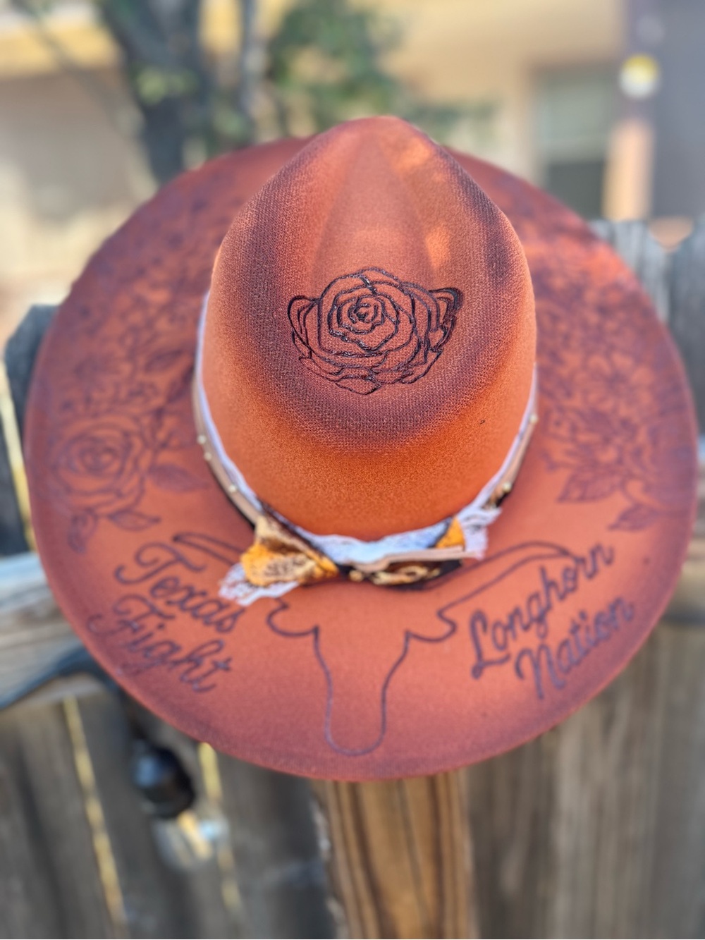 Texas Longhorn Inspired Hat Custom Burned